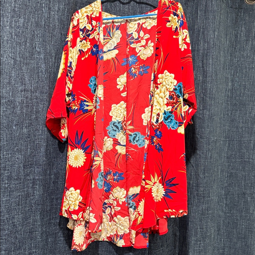 JODIFL Red Floral Kimono